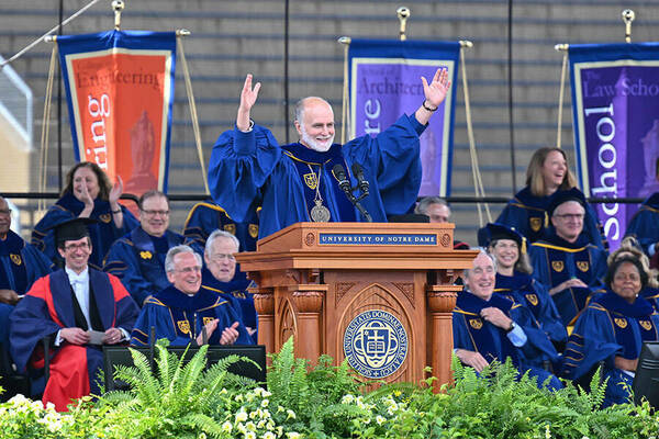 May 15, 2022; Archbishop Borys Gudziak gives the Commencement address. (Photo by Peter Ringenberg/University of Notre Dame)