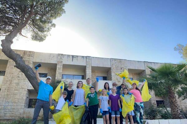 In Jerusalem, students spent the day picking up litter along the street