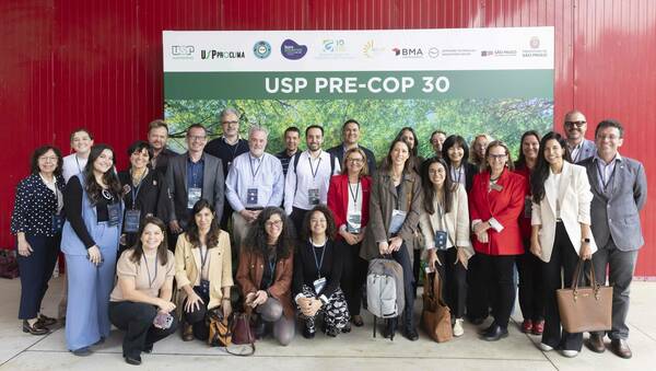 Group photo of Notre Dame and Brazilian faculty at the pre-COP conference
